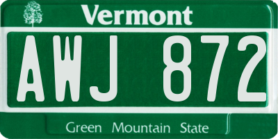VT license plate AWJ872