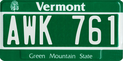 VT license plate AWK761