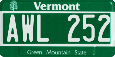 VT license plate AWL252