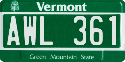 VT license plate AWL361