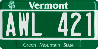 VT license plate AWL421