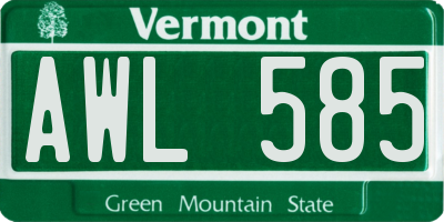 VT license plate AWL585