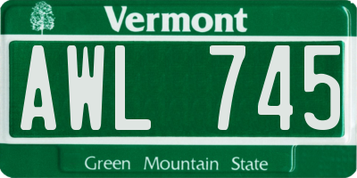 VT license plate AWL745