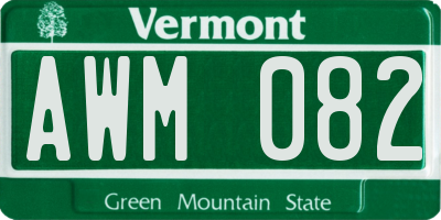 VT license plate AWM082