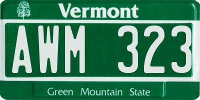 VT license plate AWM323