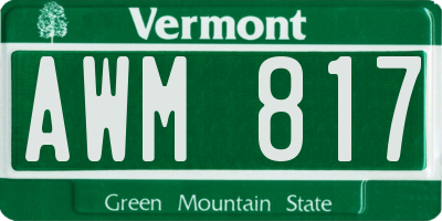 VT license plate AWM817