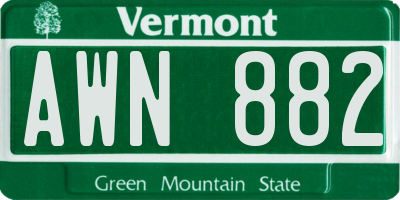 VT license plate AWN882