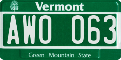 VT license plate AWO063
