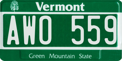VT license plate AWO559