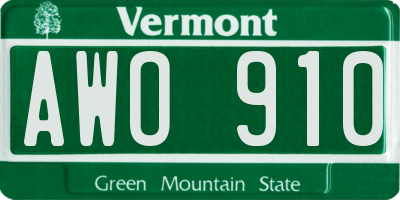 VT license plate AWO910