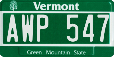 VT license plate AWP547