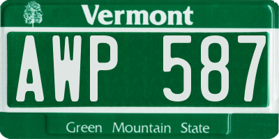 VT license plate AWP587