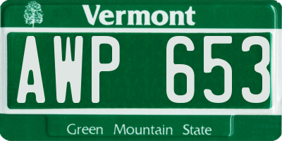 VT license plate AWP653