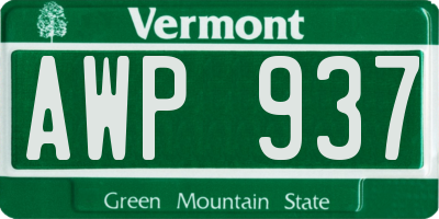 VT license plate AWP937