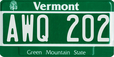 VT license plate AWQ202