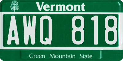 VT license plate AWQ818