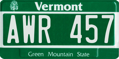 VT license plate AWR457
