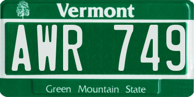 VT license plate AWR749
