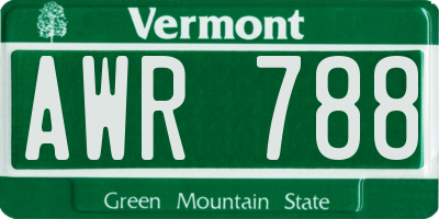 VT license plate AWR788