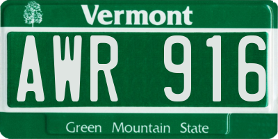 VT license plate AWR916