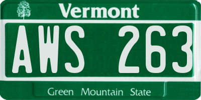 VT license plate AWS263