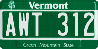 VT license plate AWT312