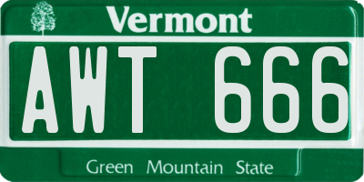 VT license plate AWT666