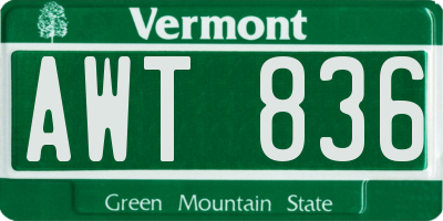 VT license plate AWT836
