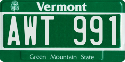 VT license plate AWT991