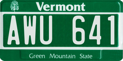 VT license plate AWU641