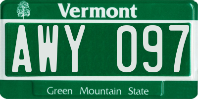 VT license plate AWY097