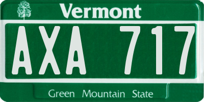 VT license plate AXA717