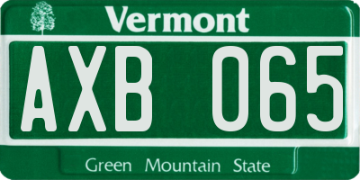 VT license plate AXB065