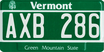 VT license plate AXB286