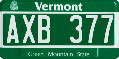 VT license plate AXB377
