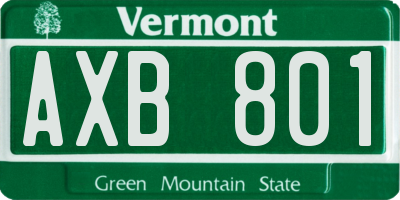 VT license plate AXB801