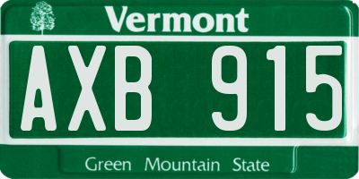 VT license plate AXB915