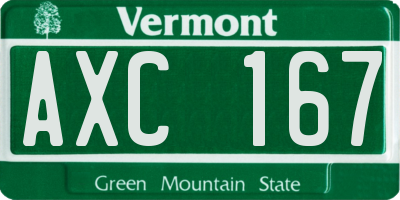 VT license plate AXC167