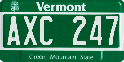 VT license plate AXC247