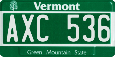 VT license plate AXC536