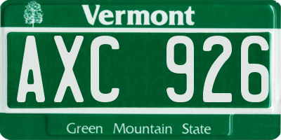 VT license plate AXC926
