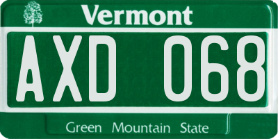VT license plate AXD068