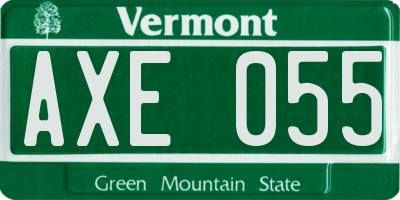 VT license plate AXE055