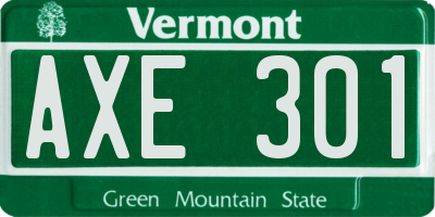 VT license plate AXE301