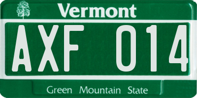 VT license plate AXF014