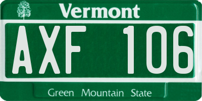 VT license plate AXF106