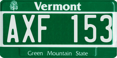 VT license plate AXF153