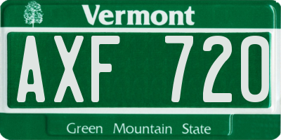 VT license plate AXF720