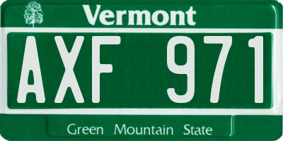 VT license plate AXF971
