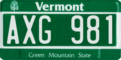 VT license plate AXG981
